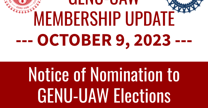 Notice of Nomination for GENU-UAW Elections Committee