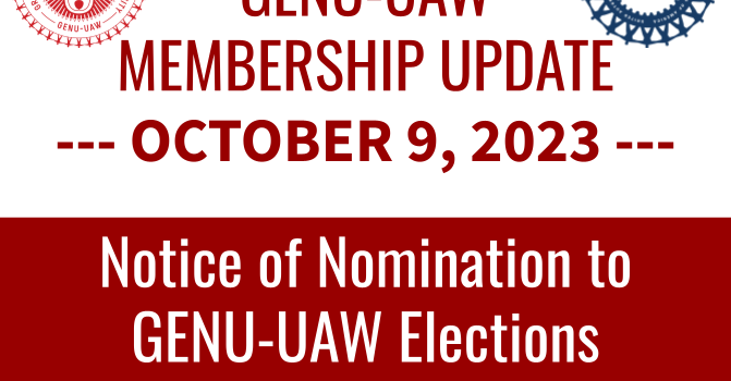 Notice of Nomination for GENU-UAW Elections Committee Notice of Nomination for GENU-UAW Elections Committee