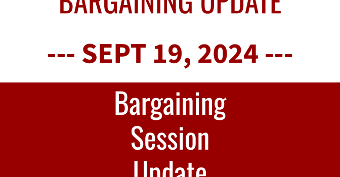 September 19th Bargaining Session Update and Anniversary Rally